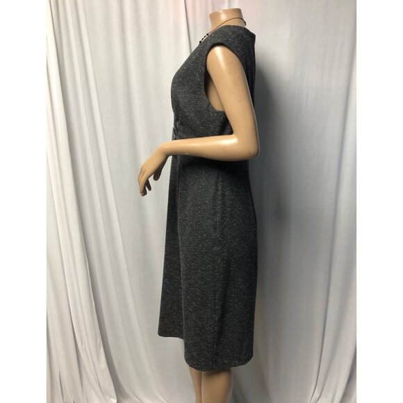 Dressbarn Dress Womens Sz 12 Black White Flecks Sleeveless V Neck Sheath Office - Picture 3 of 8